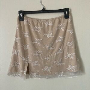 Cider Tan Mini A-Line Skirt with Slit